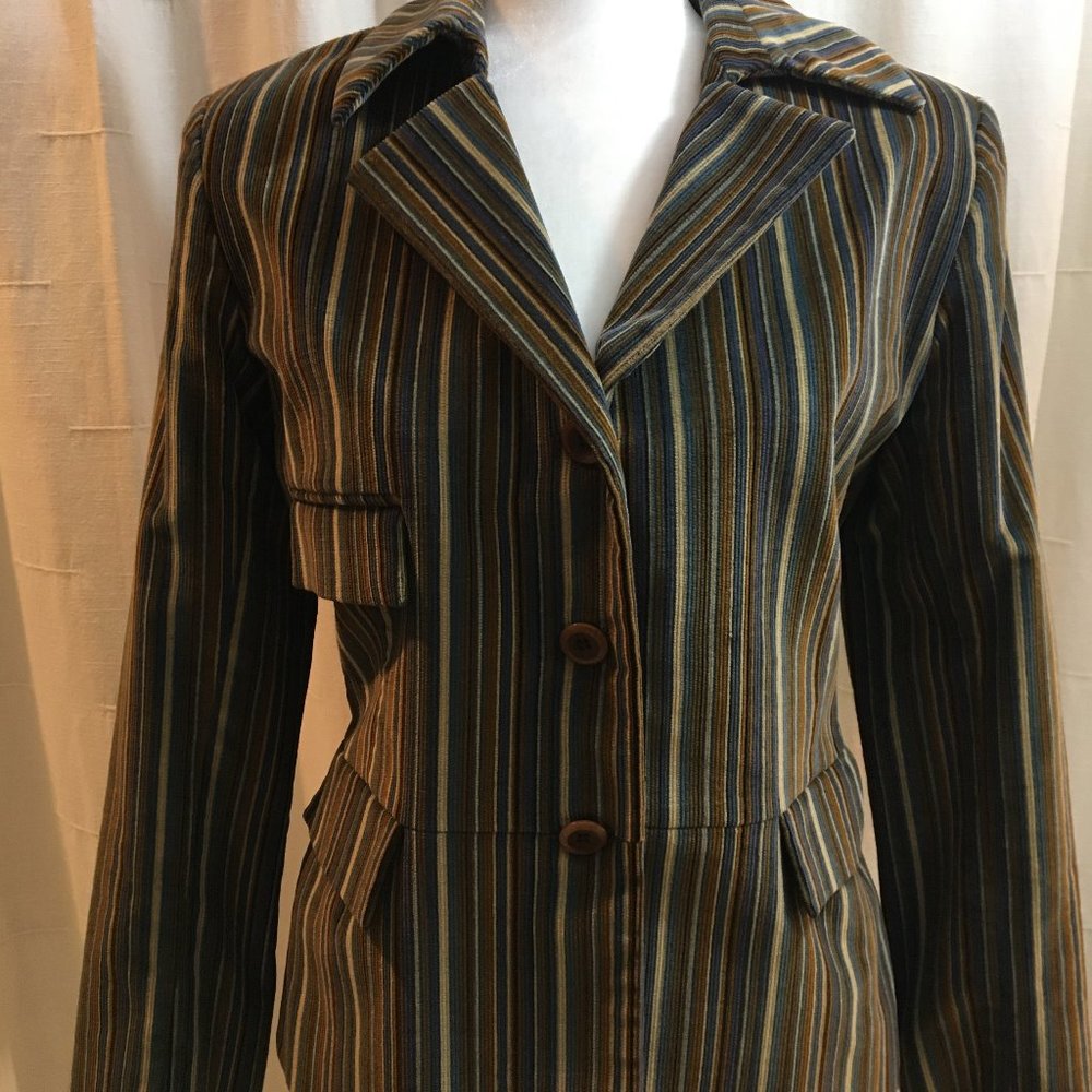 Fitted Corduroy Blazer Jacket Retro Style